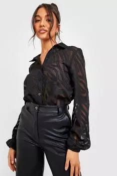 Рубашка с рукавами зебра Boohoo, черный