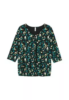 Рубашка с рукавом 3/4 и цветочным принтом по всей поверхности Sheego, цвет Schwarz Gemustert