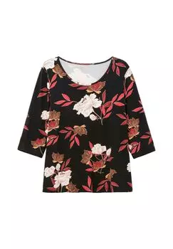 Рубашка с рукавом 3/4 с цветочным принтом из вискозного трикотажа Sheego, цвет Rot Gemustert