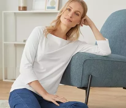 Рубашка с рукавом 3/4 Tchibo, белый