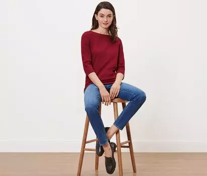 Рубашка с рукавом 3/4 Tchibo, бордо красное