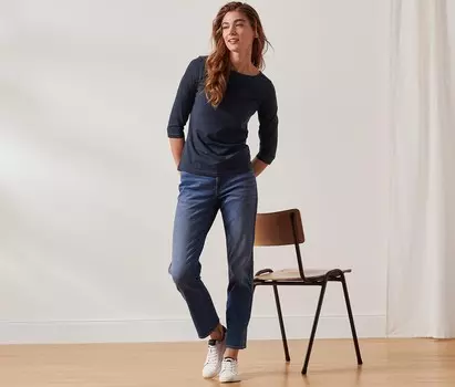 Рубашка с рукавом 3/4 Tchibo, темно-синий