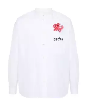 Рубашка S с длинными рукавами и офицерским воротником Kenzo, белый