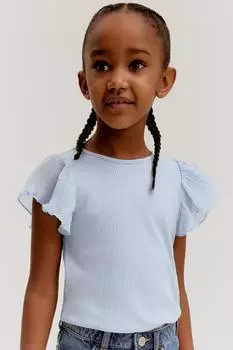 Рубашка с шифоновыми рукавами H&M, голубой