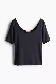 Рубашка с широким вырезом H&M, черный