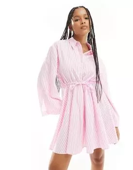 Рубашка с швеллером в розово-белую полоску ASOS DESIGN