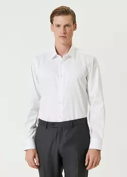 Рубашка с современным воротником индивидуального покроя Beymen Collection, белый