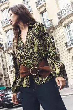Рубашка с струйным принтом ZARA, разноцветный