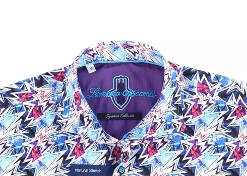 Рубашка с темно-синими и фиолетовыми молниями Luchiano Visconti, мультиколор