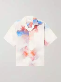 Рубашка с трансформируемым воротником и принтом из смесовой хлопковой вуали JOHN ELLIOTT, мульти