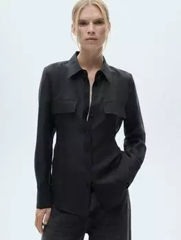 Рубашка с травяным галстуком на спине Mango, цвет Medium Brown