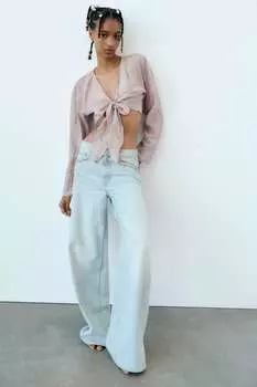 Рубашка с узлами Zara, грязно-лиловый