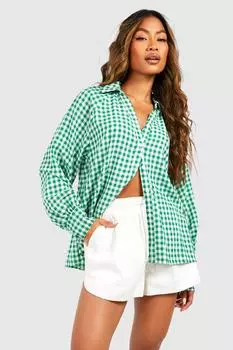 Рубашка с узлом на ниме Boohoo, зеленый