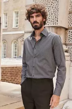 Рубашка с узорной отделкой Next, черный