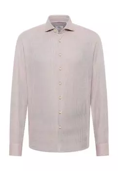 Рубашка с узором «елочка» MODERN FIT ETERNA, ореховый