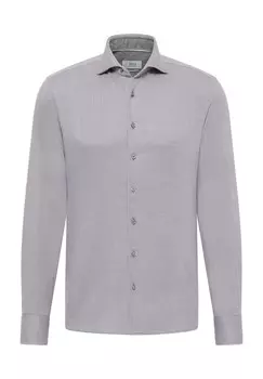 Рубашка с узором «елочка» SLIM FIT ETERNA, графитовый