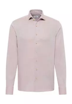 Рубашка с узором «елочка» SLIM FIT ETERNA, ореховый