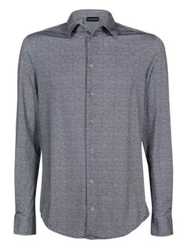 Рубашка с узором «гусиная лапка» Emporio Armani, черный