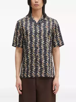 Рубашка с узором и воротником-стойкой Fred Perry, синий