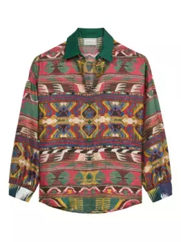 Рубашка с узором икат Pierre-Louis Mascia, зеленый