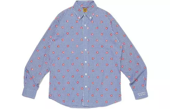 Рубашка с узором «сердечко в клетку» HUMAN MADE, Marine Blue