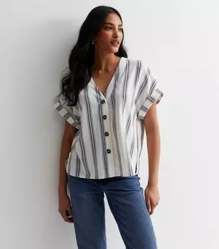 Рубашка с узором в белую полоску New Look, белый