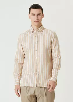 Рубашка с узором в кофейную полоску Luigi Borrelli, белый