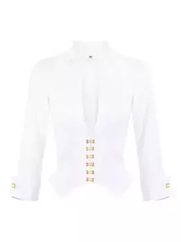 Рубашка с V-образным вырезом Elisabetta Franchi, белый