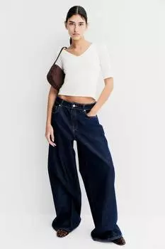 Рубашка с v-образным вырезом H&M, белый