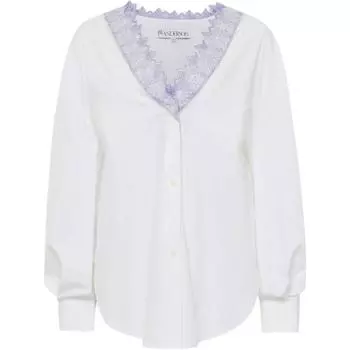 Рубашка с V-образным вырезом и кружевной отделкой JW Anderson, белый