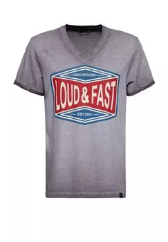 Рубашка с V-образным вырезом и принтом Loud & Fast KING KEROSIN, цвет Stahlgrau