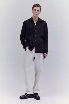 Рубашка с вафельной структурой обычного кроя H&M, синий
