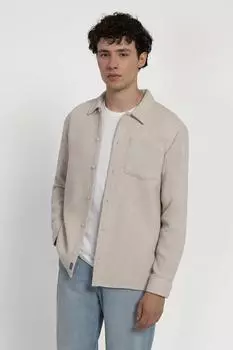 Рубашка с вафельным фактурным рисунком Larsson & Co, бежевый