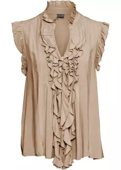 Рубашка с воланами Bodyflirt, бежевый