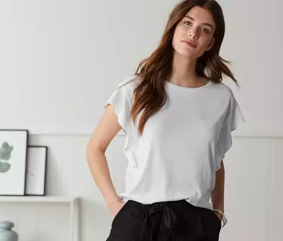 Рубашка с воланом Tchibo, белый