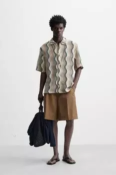 Рубашка с волнистой текстурой ZARA, разноцветный