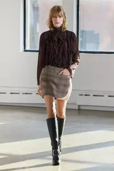 Рубашка с воронками ZARA, коричневый