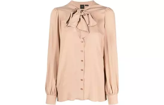 Рубашка с воротником-бантом PINKO, Sandy Beige