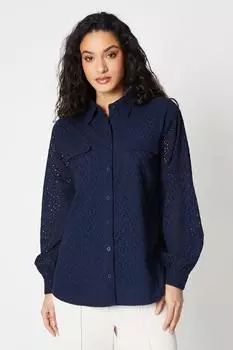 Рубашка с воротником Бродери Debenhams, темно-синий