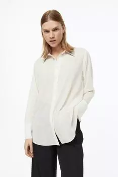 Рубашка с воротником из пайеток H&amp;M, белый/серебристый