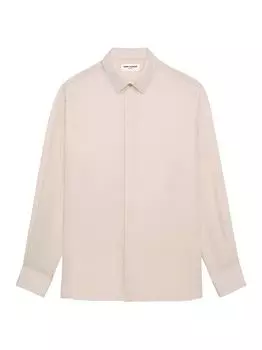 Рубашка с воротником из твила Saint Laurent, розовый