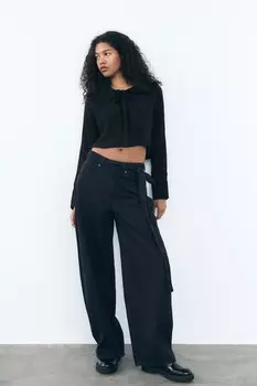 Рубашка с воротником питер пэн ZARA, черный