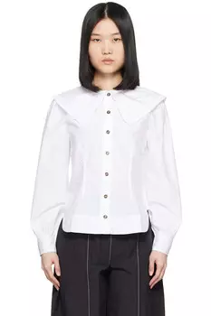 Рубашка с воротником-рюшем Ganni, белый