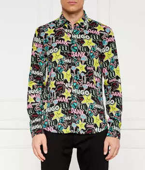 Рубашка с воротником Slim fit Hugo, черный
