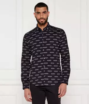 Рубашка с воротником Slim fit Hugo, черный