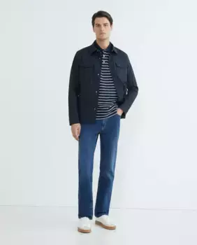 Рубашка с воротником-стойкой из хлопкового поплина Buccino, тёмно-синий