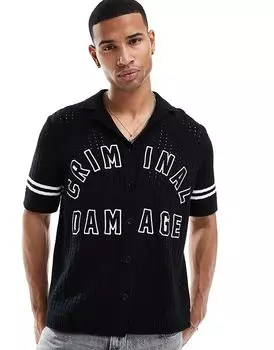 Рубашка с воротником-стойкой «Пуантель-ревер» черного цвета Criminal Damage