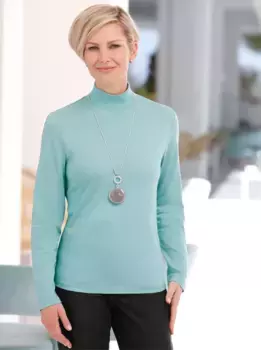 Рубашка с воротником стойкой в стиле casual Looks "Shirt", бирюзовый