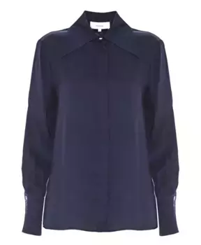 Рубашка с воротником в стиле ретро из чистой вискозы Kocca, синий