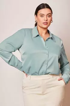 Рубашка с воротником застежкой на пуговицы и стразами Lipsy, зеленый